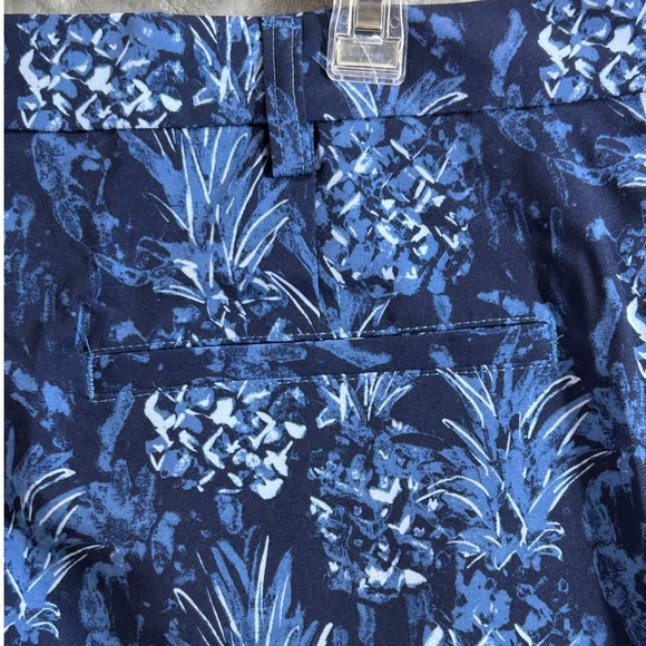 NWT Nicklaus Mens 36 Active Waistband Stretch Shorts Navy Blue Pineapple Print - Picture 8 of 11